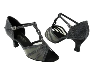 1692 #105 Black Glitter Satin & Flesh Mesh