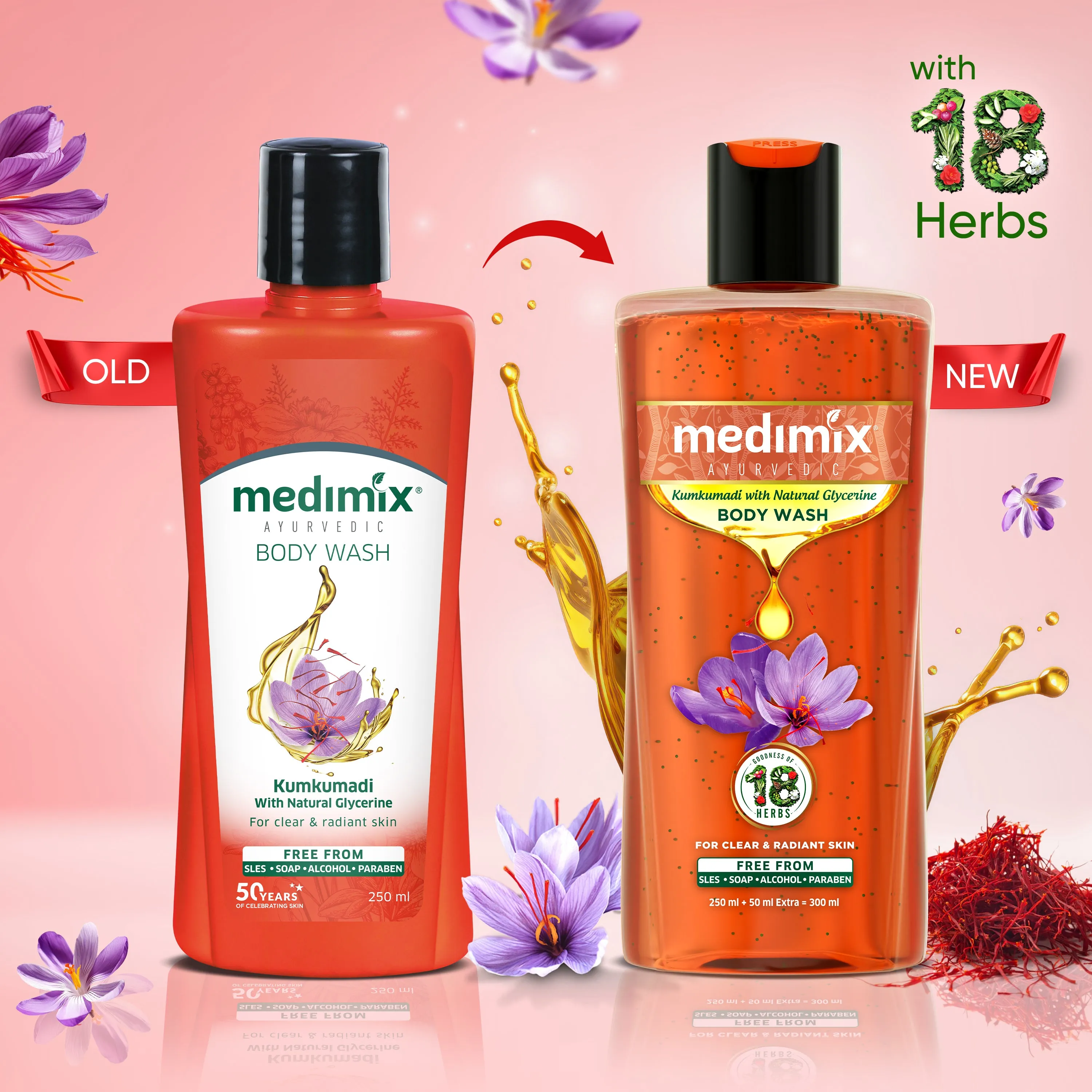 18 Herbs, Sandal, & Kumkumadi Body Wash Combo