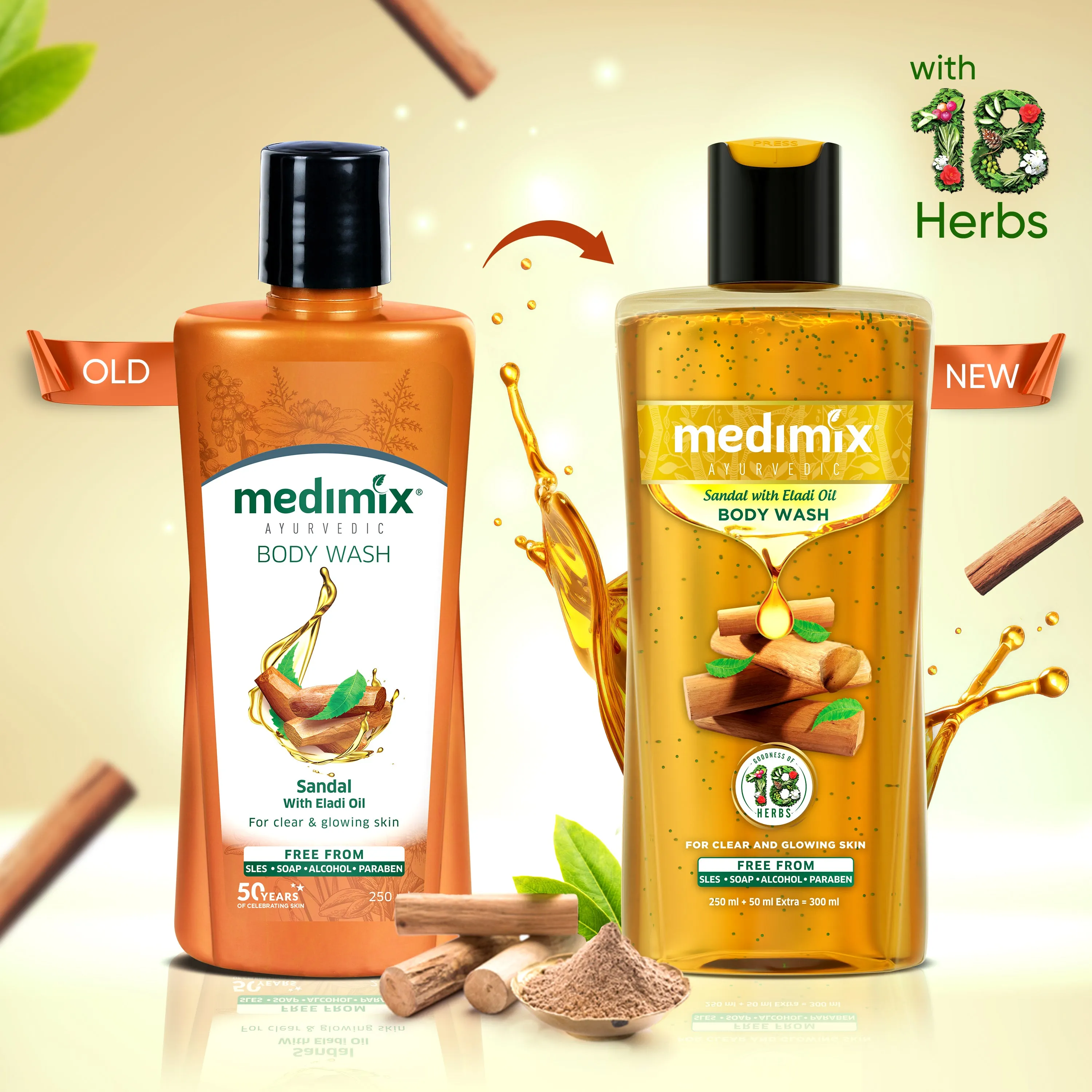 18 Herbs, Sandal, & Kumkumadi Body Wash Combo