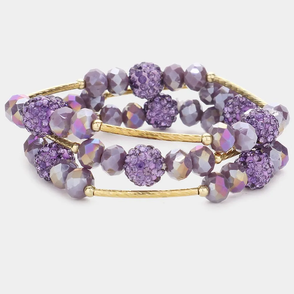 2 Colors - Stretch Rhinestone Bracelet Set