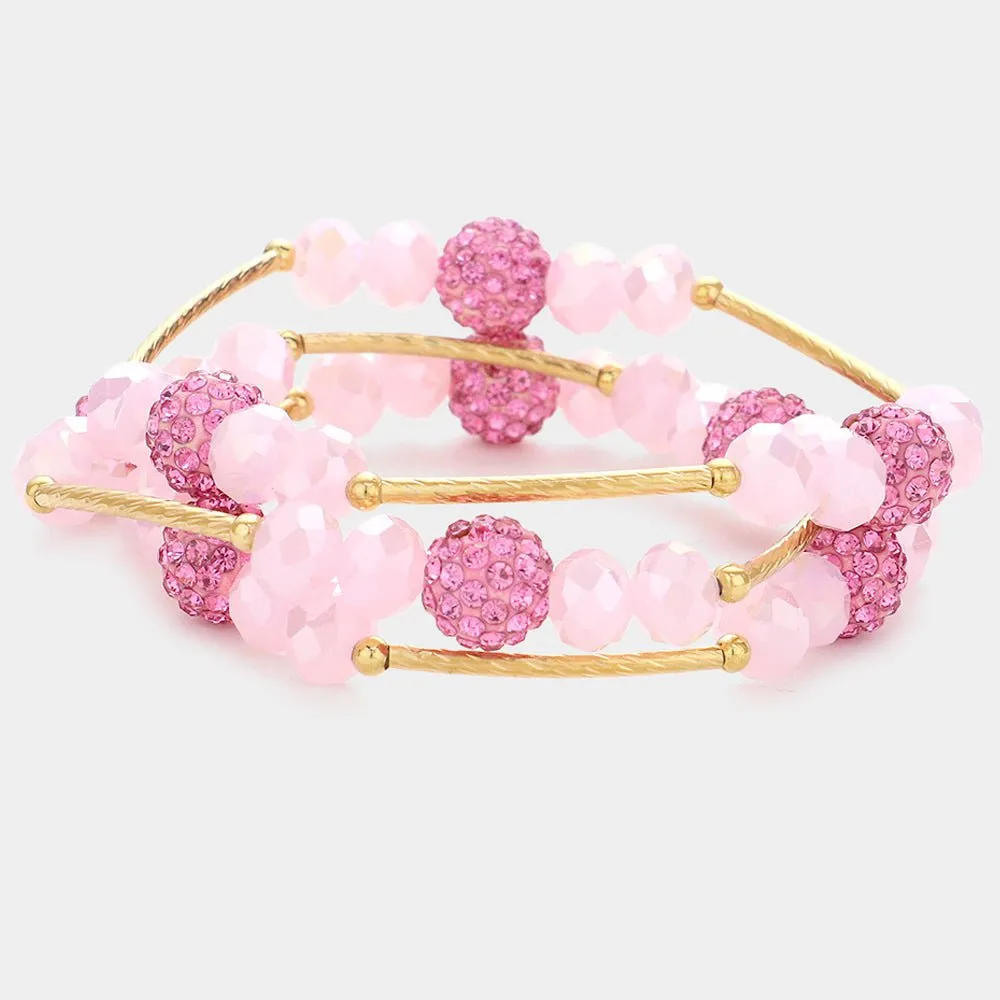 2 Colors - Stretch Rhinestone Bracelet Set