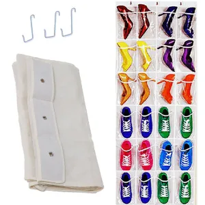 24Pockets Clear Hanging Shoes Organizer Holder Storage Baseroom Living Room Storage Bag Shoe Rack Hanger Tidy EJ875465