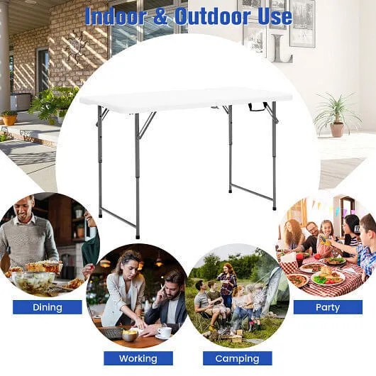 3-Level Height Adjustable Folding Table - Color: White