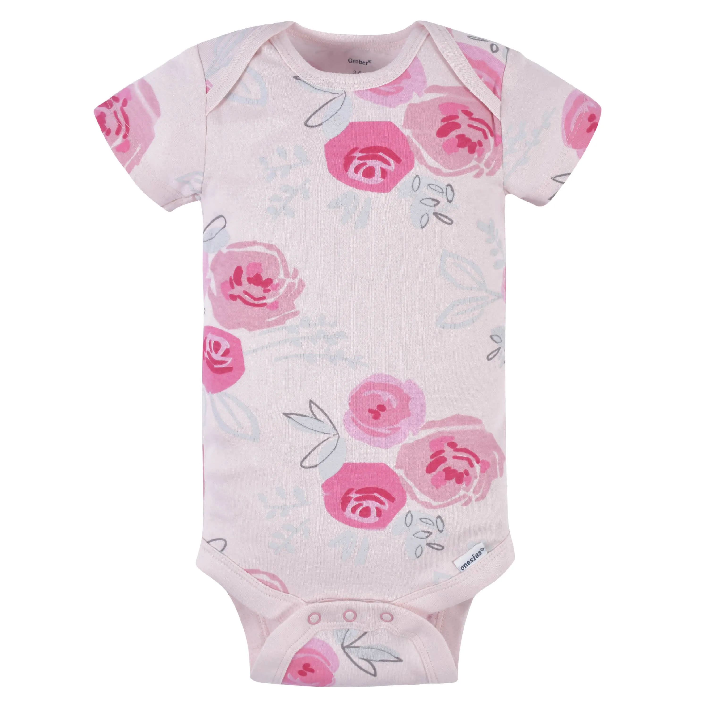 3-Pack Baby Girls Comfy Stretch Roses & Bunnies Short Sleeve Onesies® Bodysuits