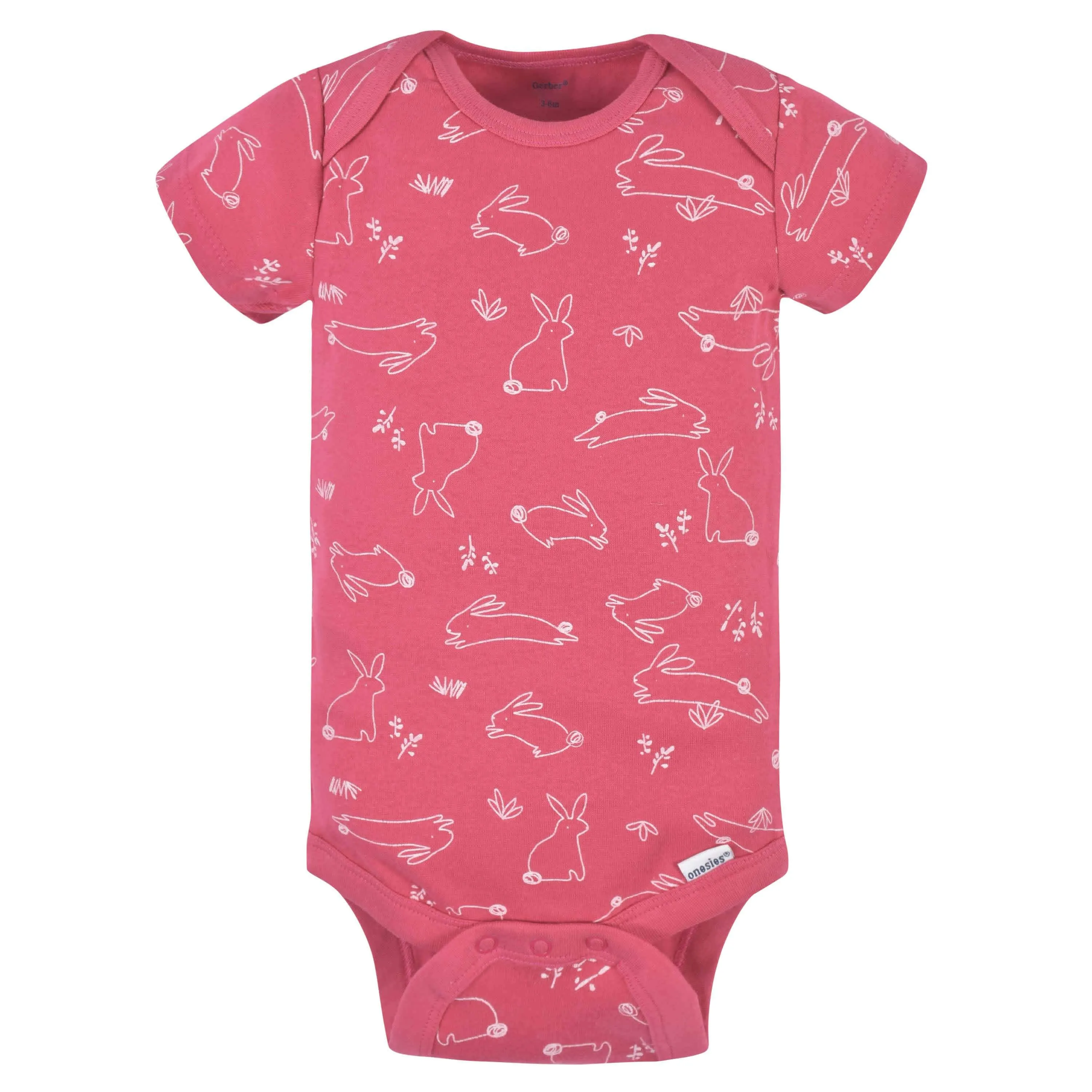 3-Pack Baby Girls Comfy Stretch Roses & Bunnies Short Sleeve Onesies® Bodysuits