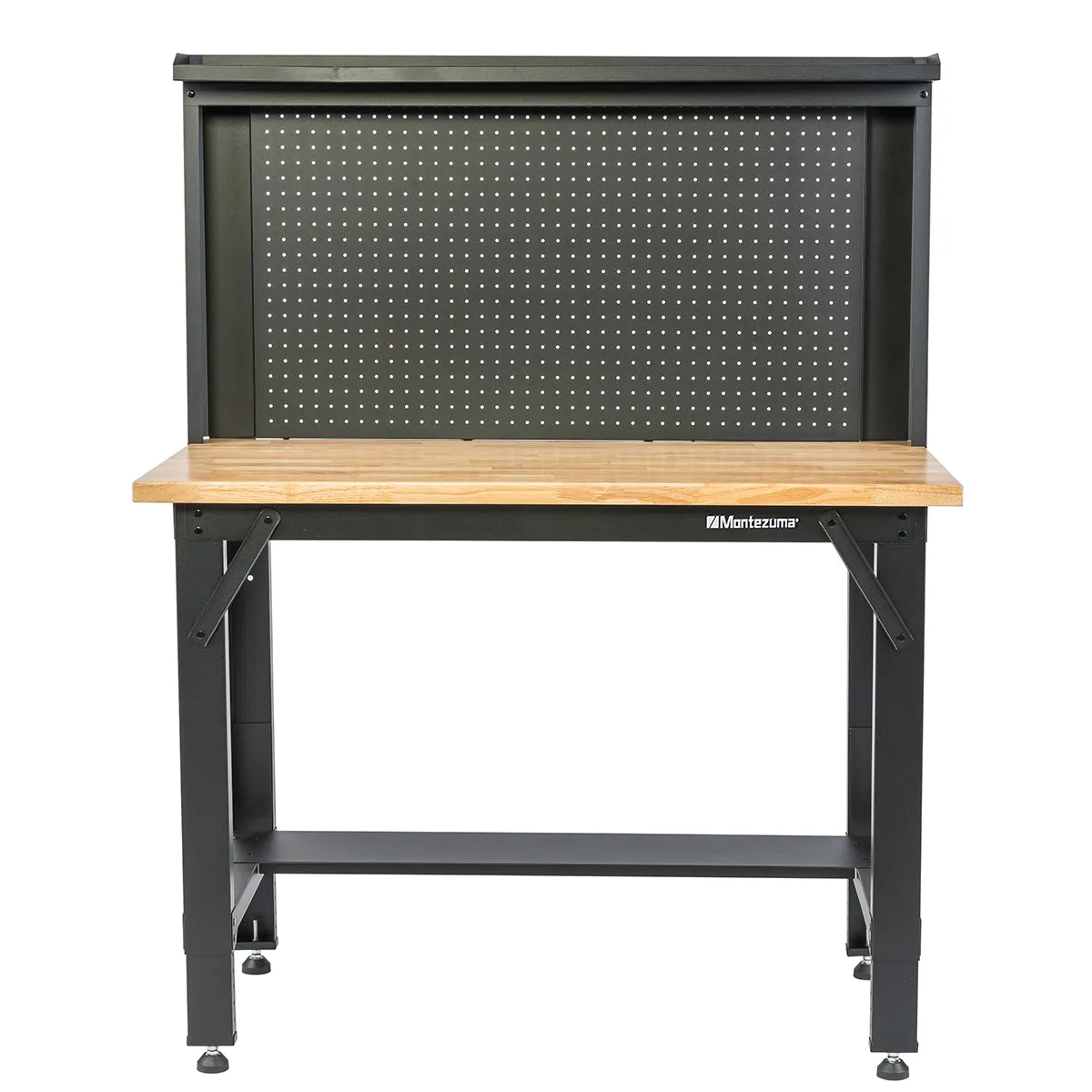 4 ft. Adjustable Height Steel Workbench with Pegboard Back Wall