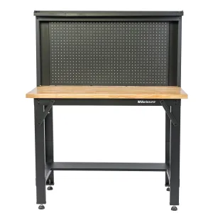 4 ft. Adjustable Height Steel Workbench with Pegboard Back Wall