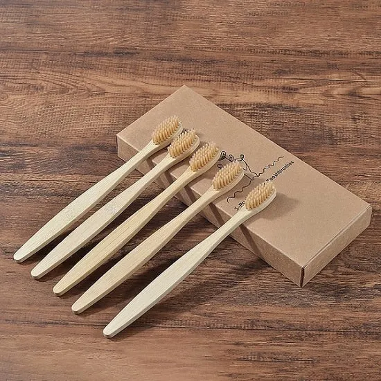 5 pcs Adult Eco Friendly Bamboo Toothbrushes Soft Bristles
