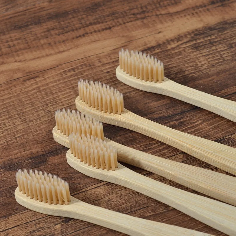 5 pcs Adult Eco Friendly Bamboo Toothbrushes Soft Bristles