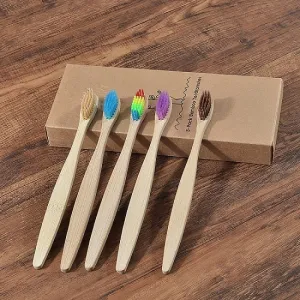 5 pcs Adult Eco Friendly Bamboo Toothbrushes Soft Bristles
