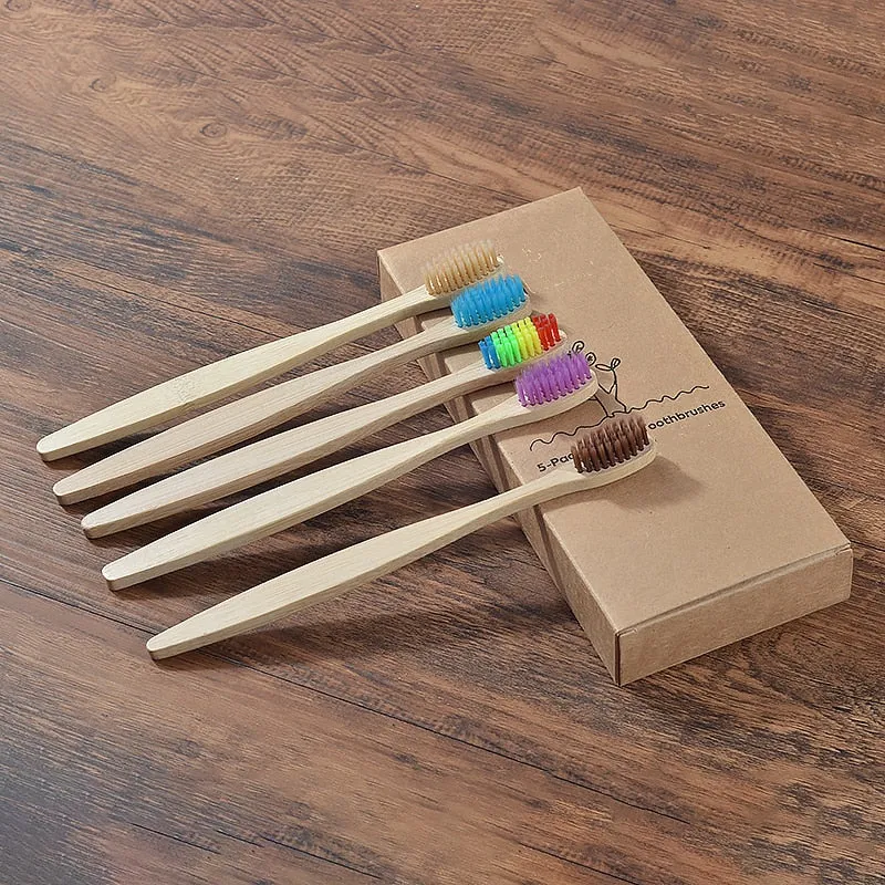 5 pcs Adult Eco Friendly Bamboo Toothbrushes Soft Bristles