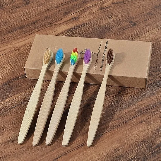 5 pcs Adult Eco Friendly Bamboo Toothbrushes Soft Bristles