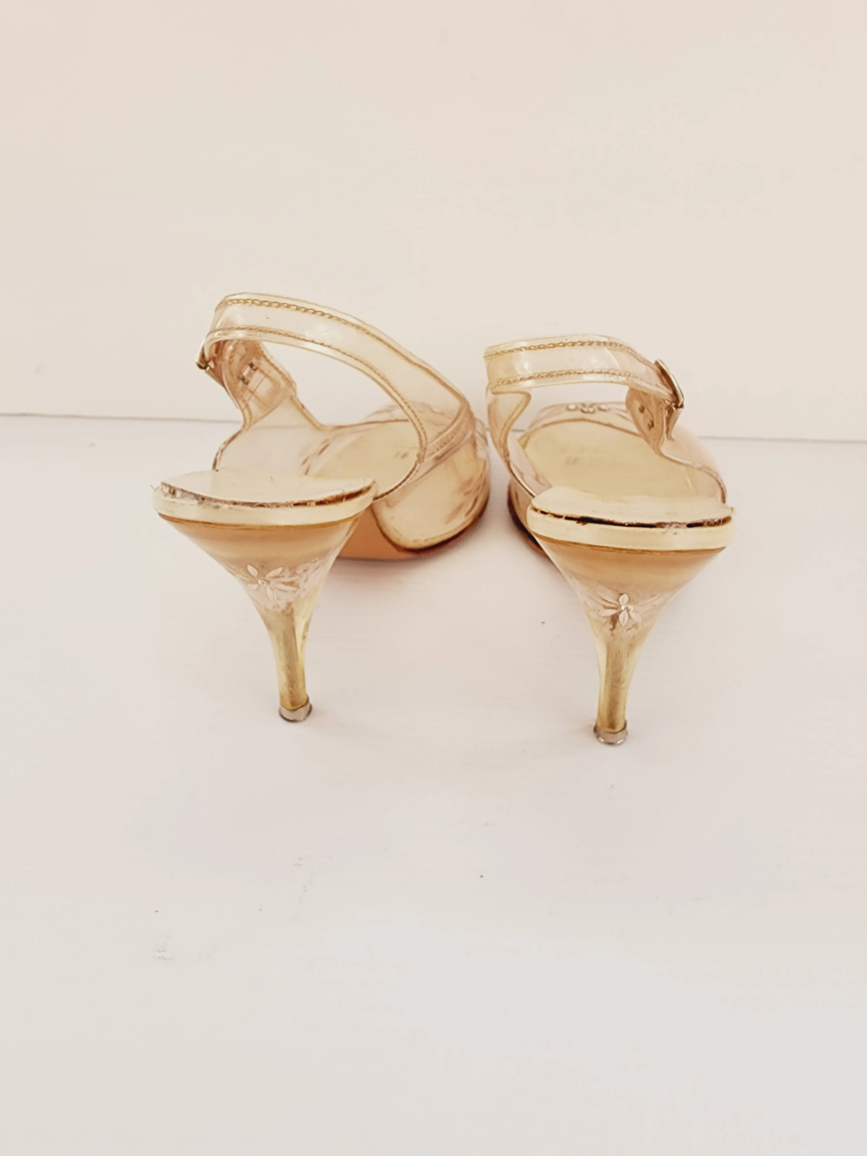 50s Clear Lucite High Heel Shoes High Heel Slingbacks Peep Toe Size 6