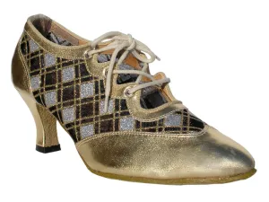 6823 Gold Leather & Silver Sq Mesh