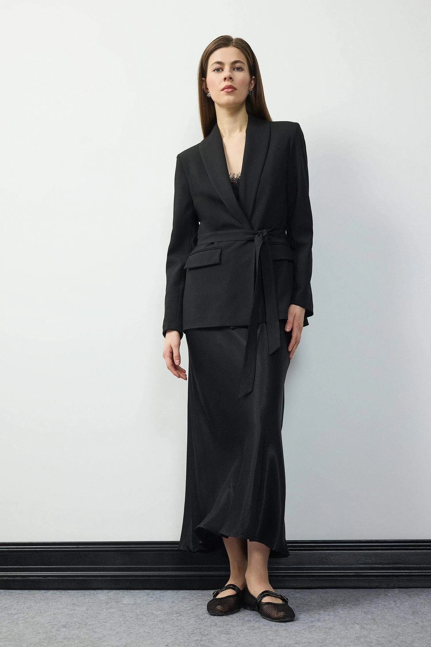 A Cut Satin High waist Skirt