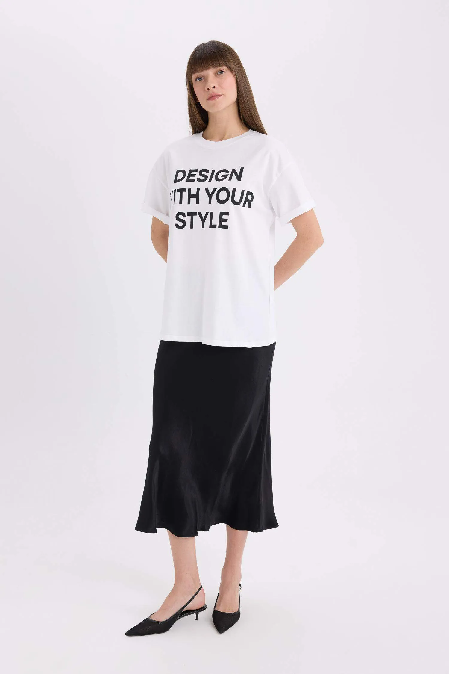 A Cut Satin High waist Skirt
