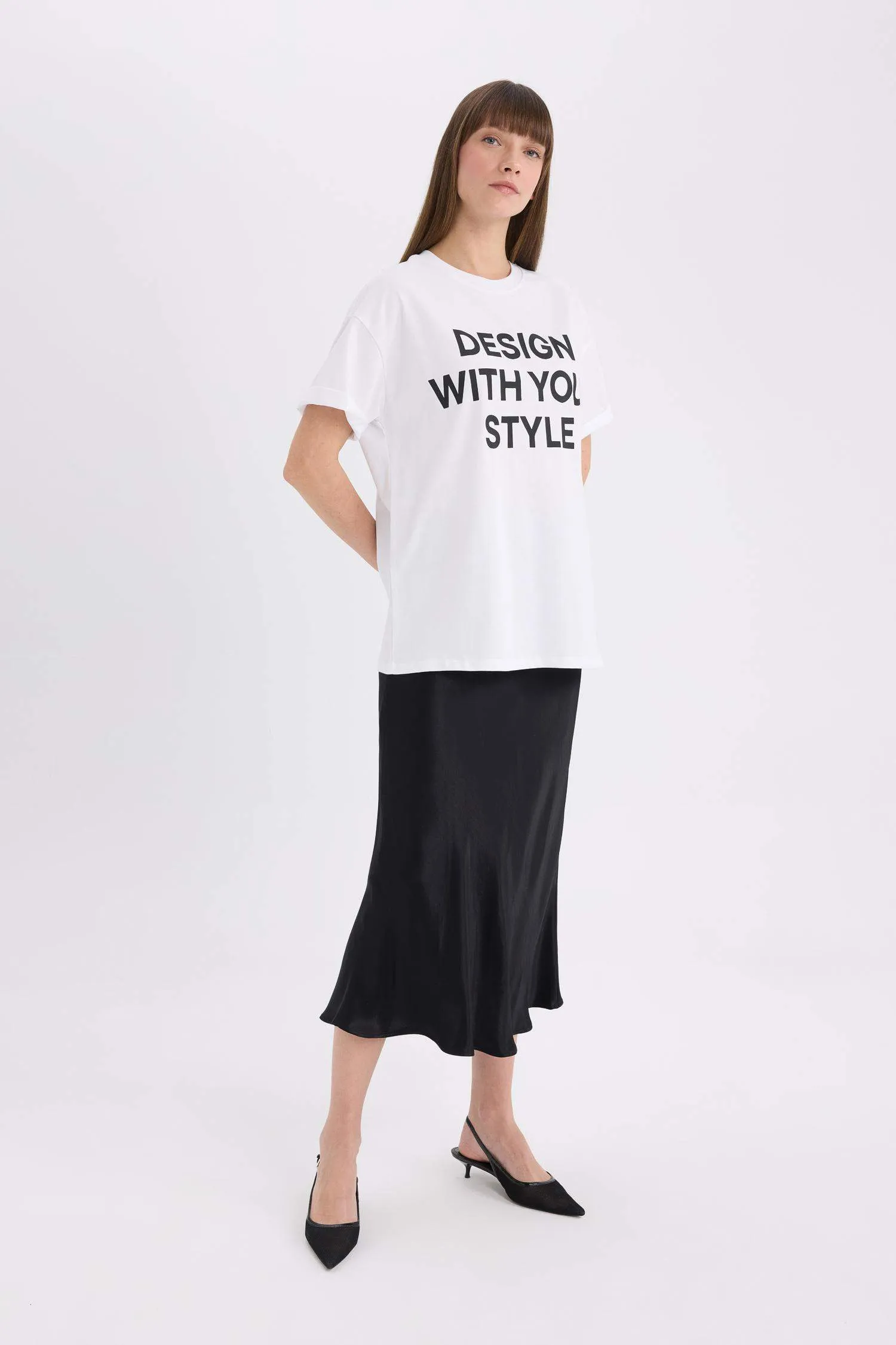 A Cut Satin High waist Skirt