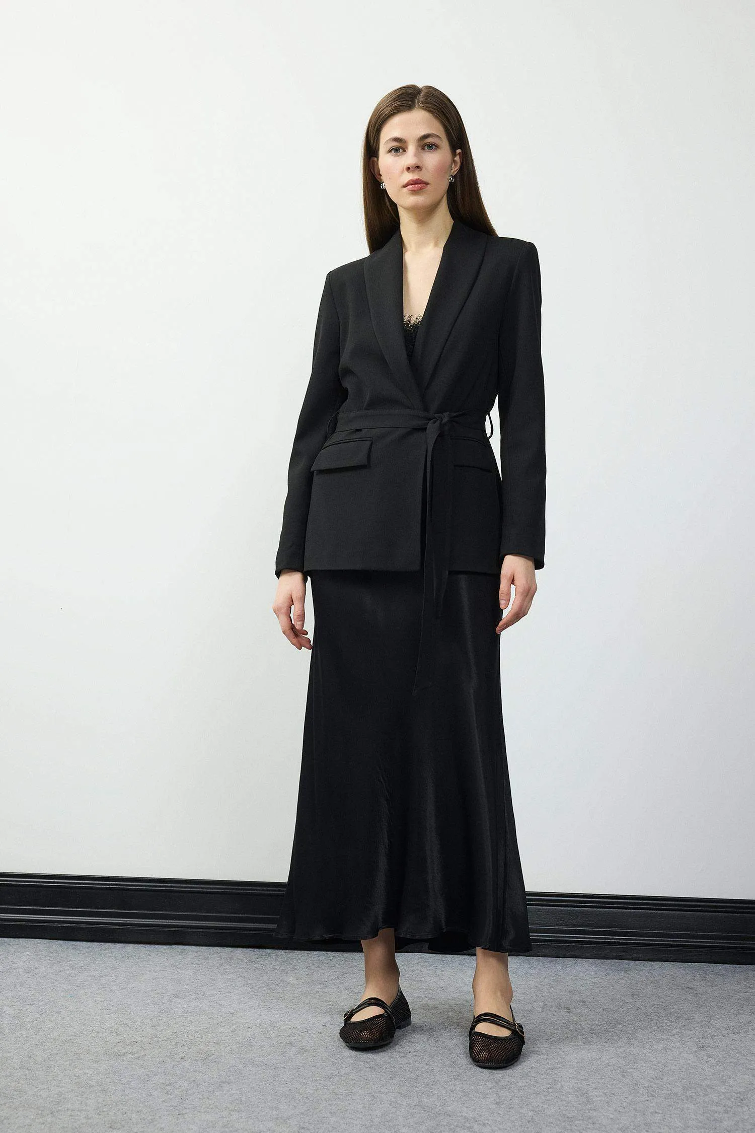 A Cut Satin High waist Skirt