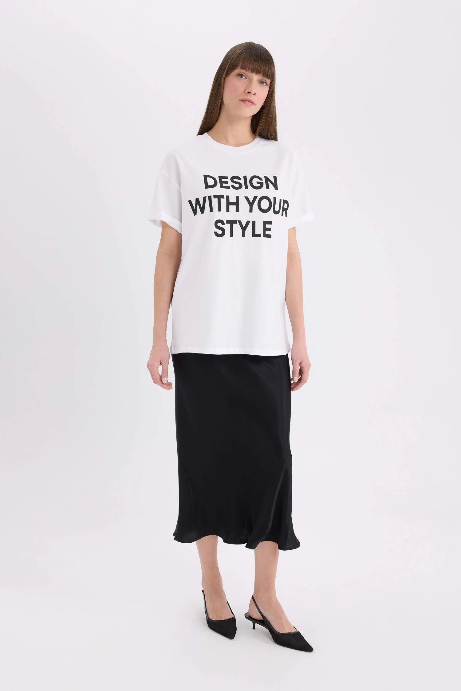 A Cut Satin High waist Skirt