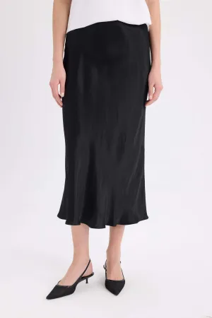 A Cut Satin High waist Skirt