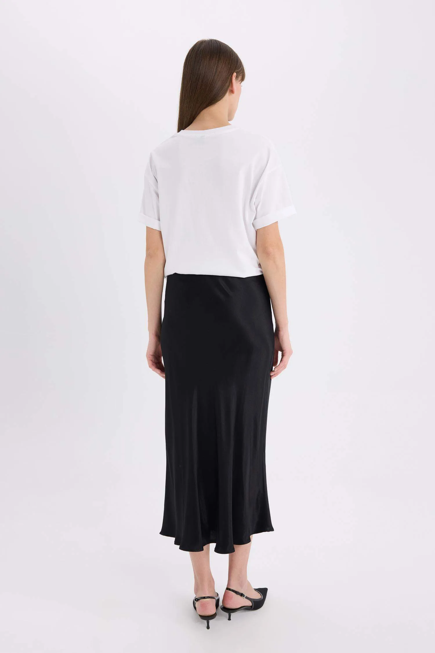 A Cut Satin High waist Skirt