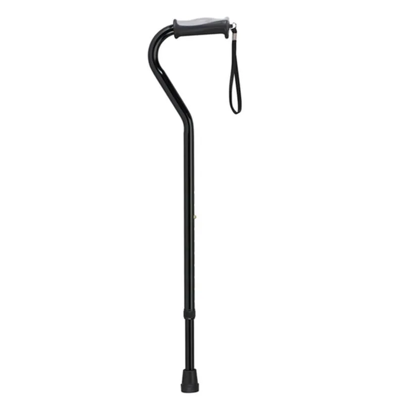 Adjustable Height Offset Handle Cane with Gel Hand Grip, Black - 1 Each