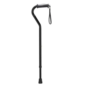 Adjustable Height Offset Handle Cane with Gel Hand Grip, Black - 1 Each