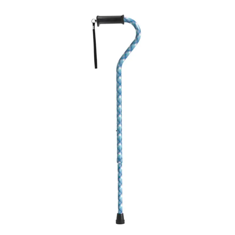 Adjustable Height Offset Handle Cane with Gel Hand Grip, Plaid - 1 Each