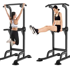 Adjustable Height Pull Up & Dip Exercise Workout Station