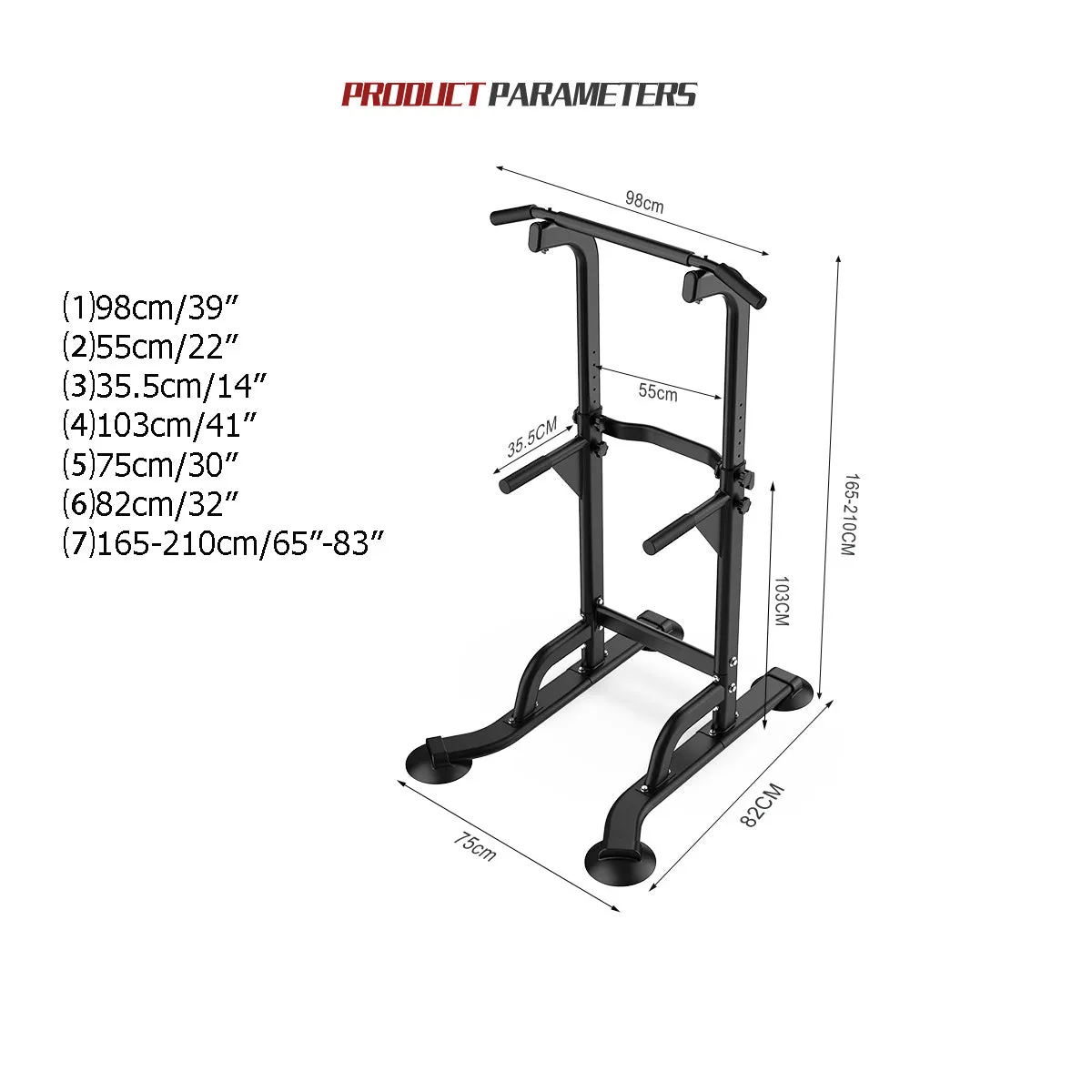 Adjustable Height Pull Up & Dip Exercise Workout Station