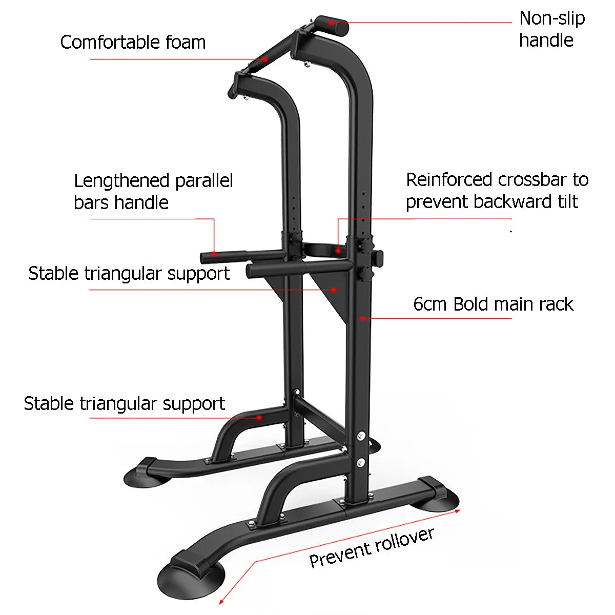 Adjustable Height Pull Up & Dip Exercise Workout Station