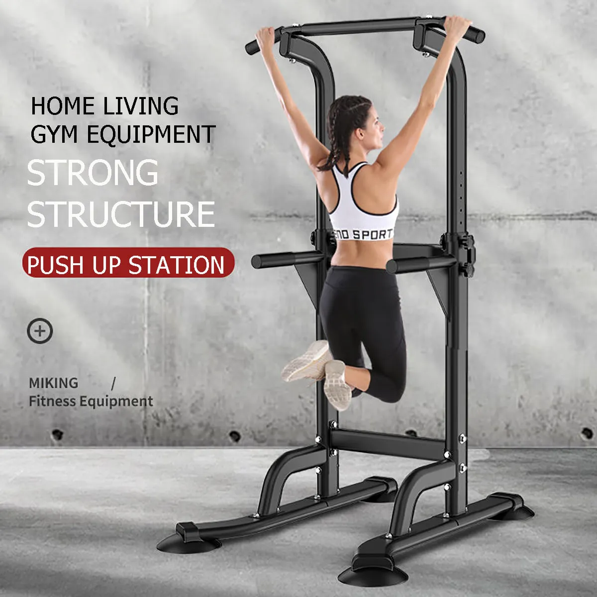 Adjustable Height Pull Up & Dip Exercise Workout Station