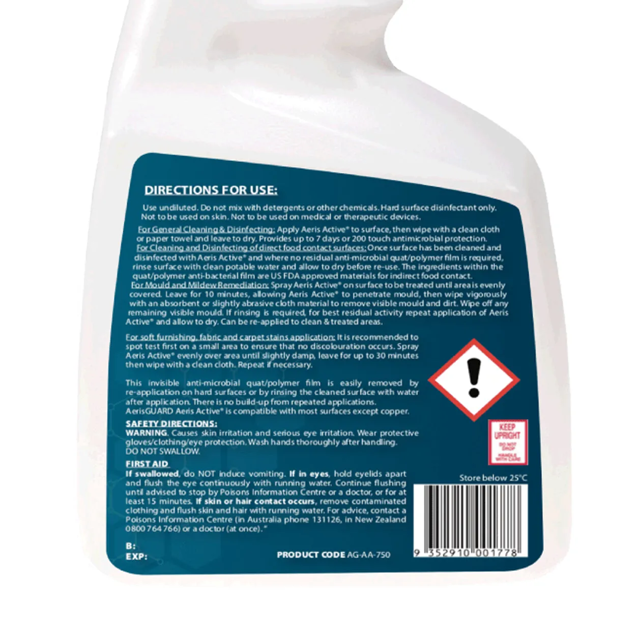 AERIS ACTIVE Hospital Grade Disinfection Cleaner 750ml