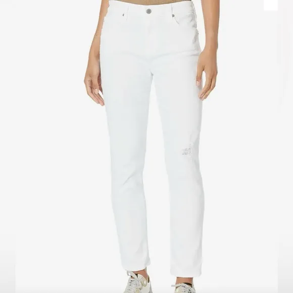 AG Denim Ex Boyfriend Slouchy Slim White Distressed NWT