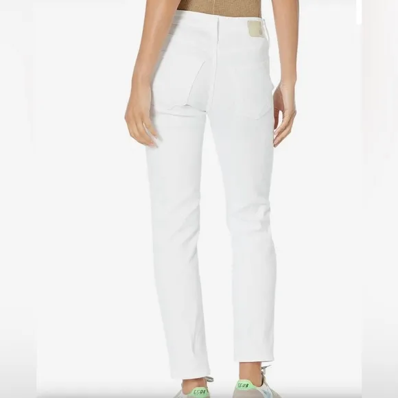AG Denim Ex Boyfriend Slouchy Slim White Distressed NWT