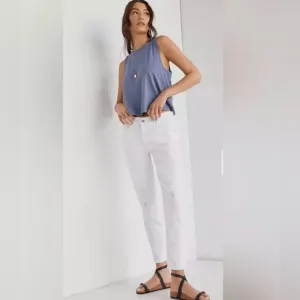 AG Denim Ex Boyfriend Slouchy Slim White Distressed NWT