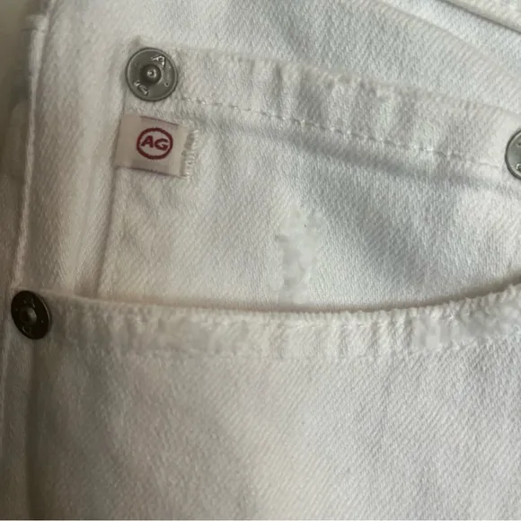 AG Denim Ex Boyfriend Slouchy Slim White Distressed NWT