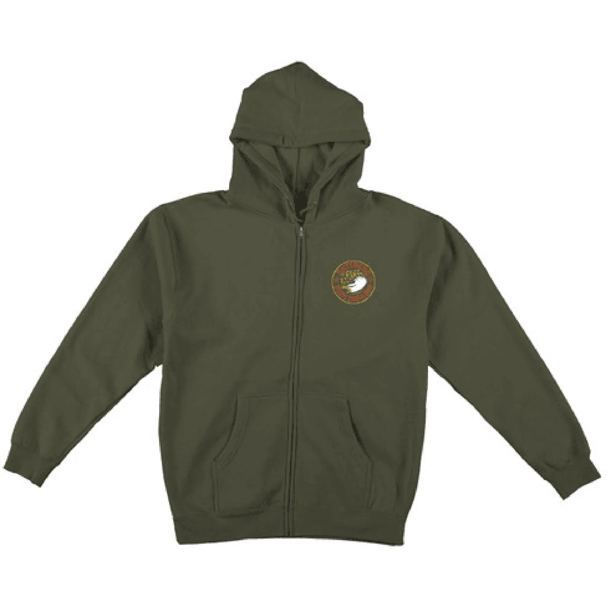 Anti Hero Eagle Round Hooded Zip Up Sweatshirt Army Orange Yellow White