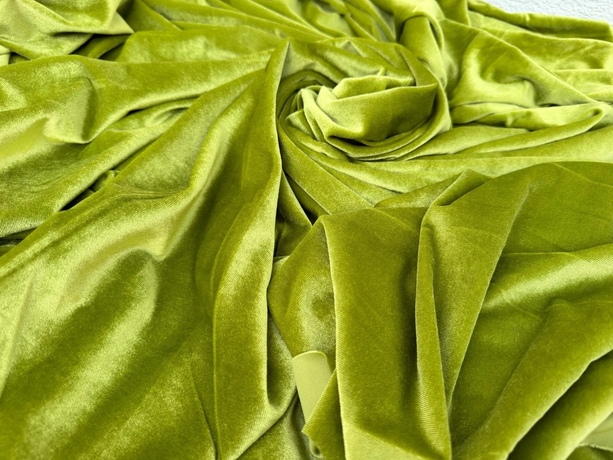 Apple Green Velvet Spandex Fabric