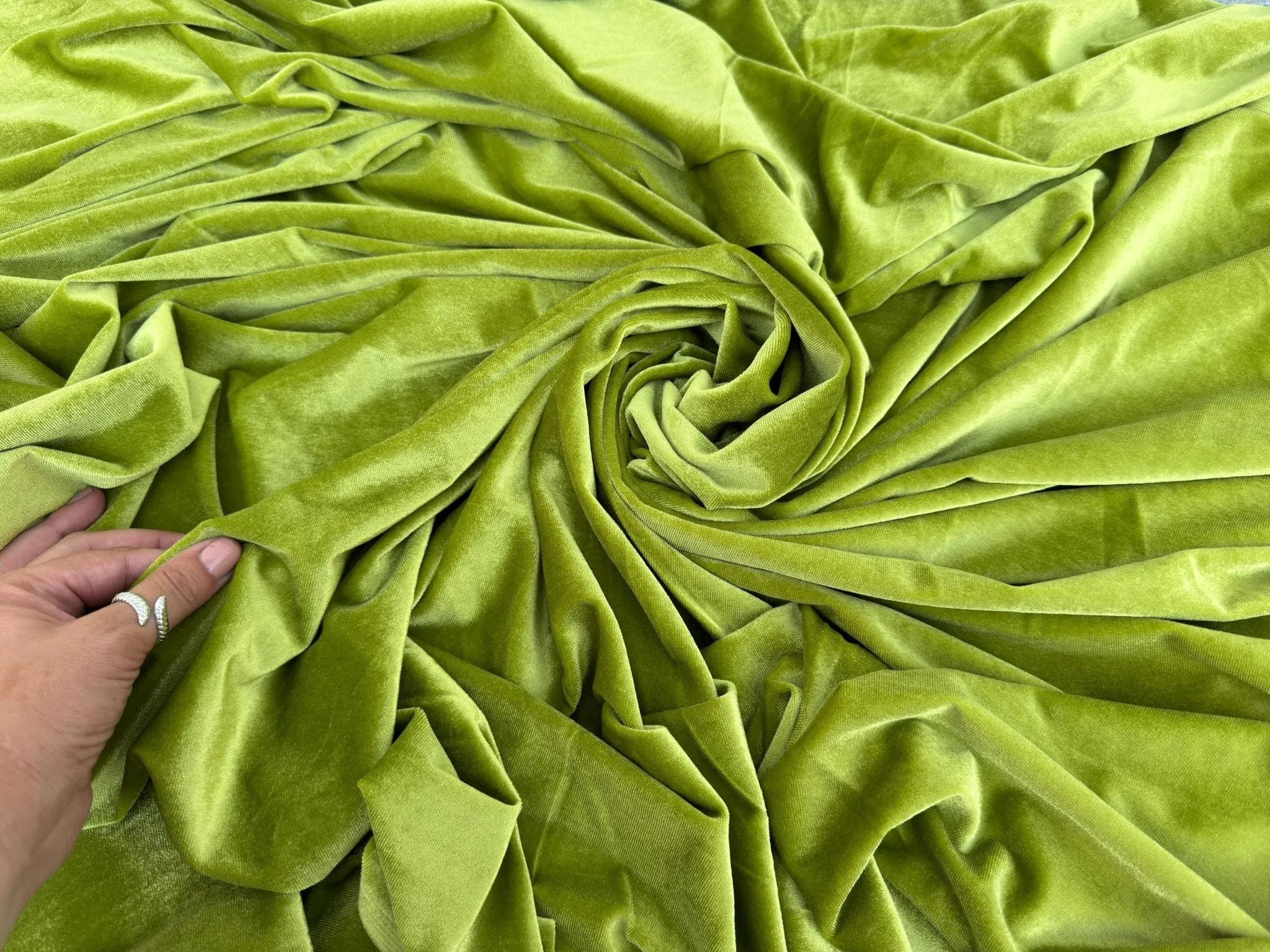 Apple Green Velvet Spandex Fabric