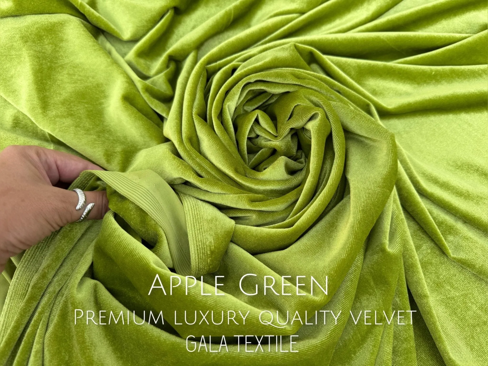 Apple Green Velvet Spandex Fabric