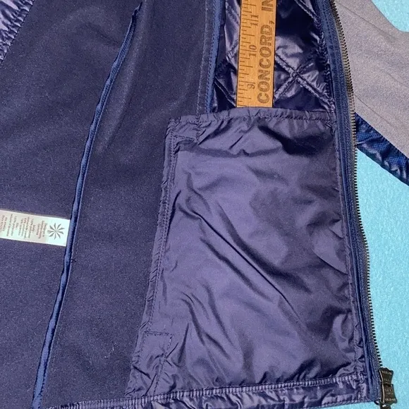 ATHLETA Aries quilted hooded thumbholes zip up weatherproof blue gray NEW size M
