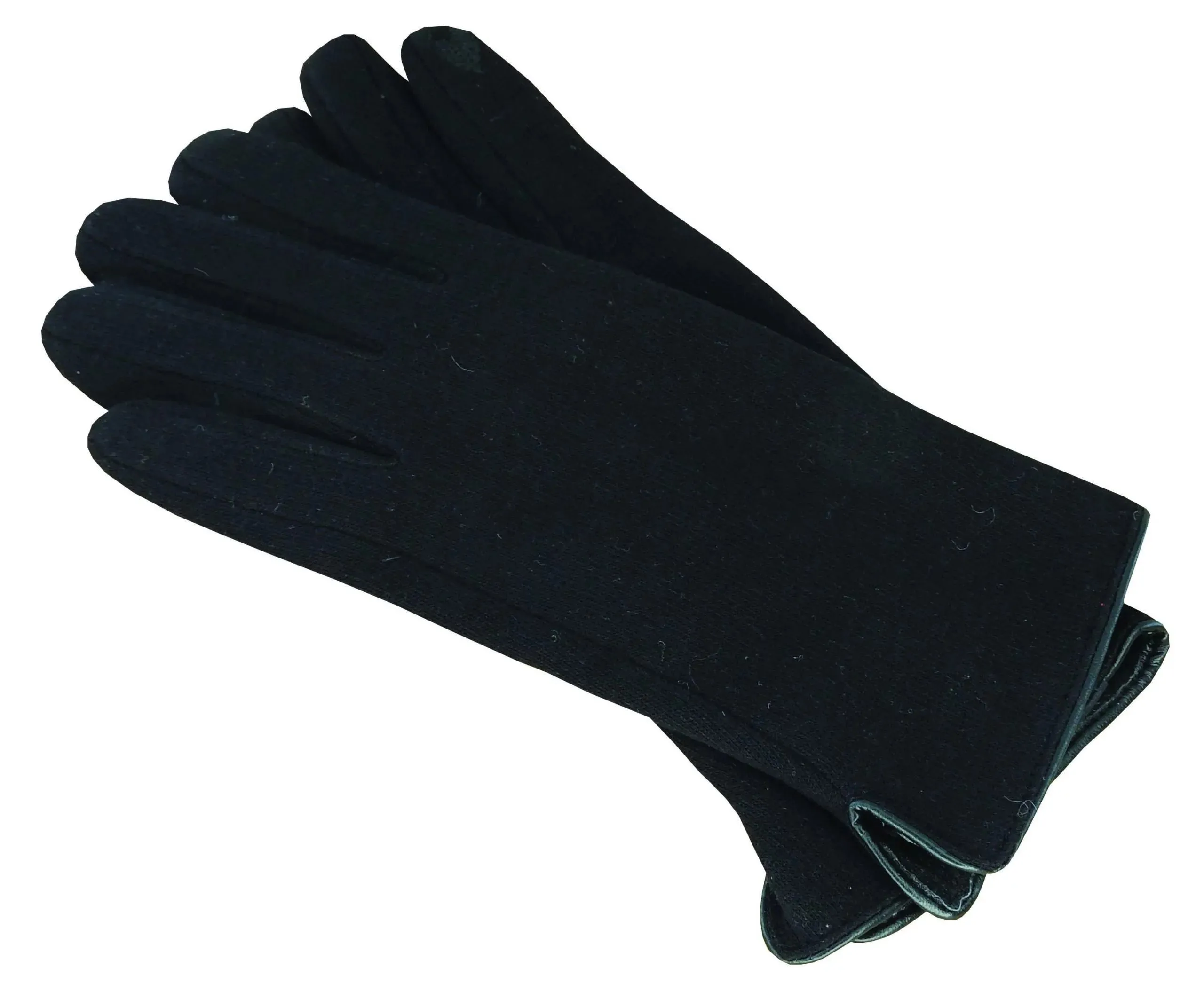 Avenel - Polyester Stretch Glove W/Faux Leather Cuff Bind - Black