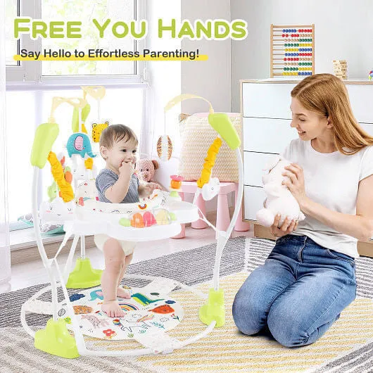 Baby Activity Center Height Adjustable Baby Bouncing Saucer with Interactive Toy