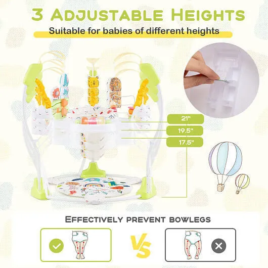 Baby Activity Center Height Adjustable Baby Bouncing Saucer with Interactive Toy