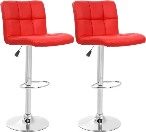 Barstools Set of 2 Counter Height Bar Stools Height Adjustable Back PU