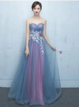 Beautiful A-line Sweetheart Blue Gown, Long Prom Dress