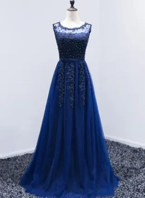 Beautiful Tulle Round Neckline Long Prom Dress, Beautiful Party Dress