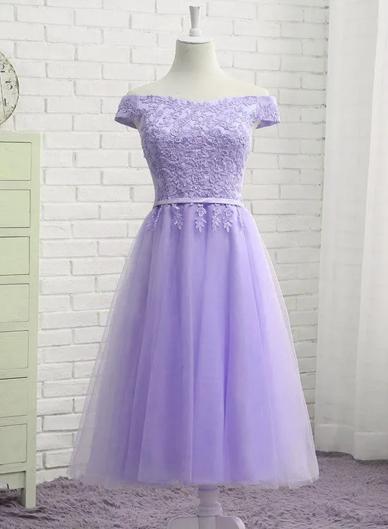 Beautiful Tulle Tea Length Bridesmaid Dress, Charming Party Dress