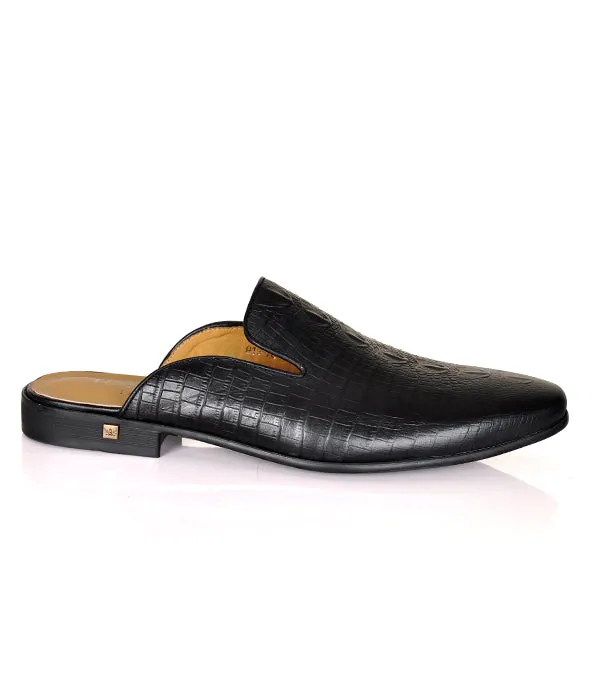 Berluti Croc. Black Leather Mule